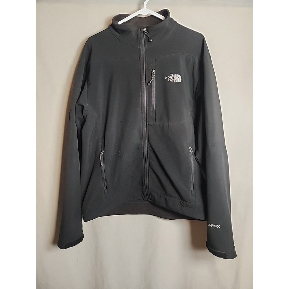 The North Face Apex Bionic Mens Large Black Softshell Windproof Jacket Fleece L
